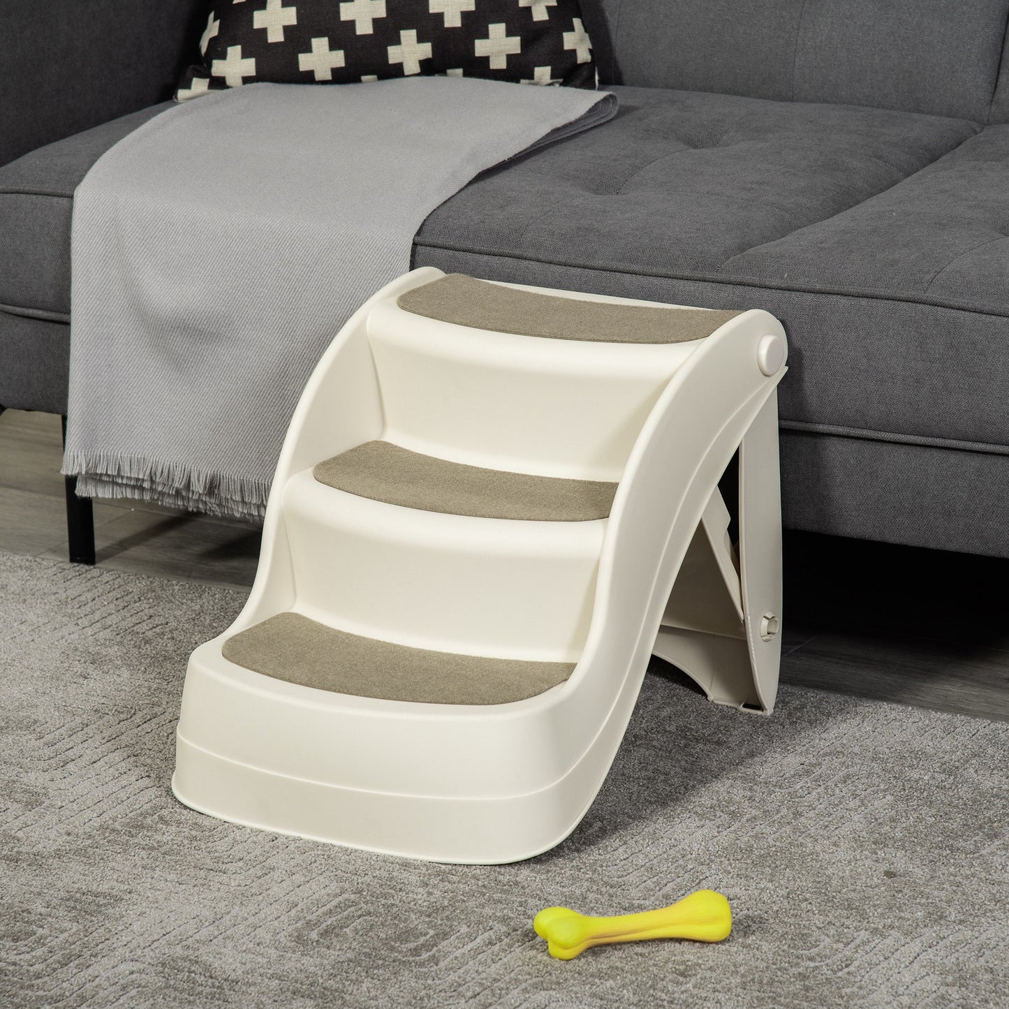 Pawhut Escalera Para Perros Plegable Con Alfombras Antideslizantes 49x38x38 Cm_1