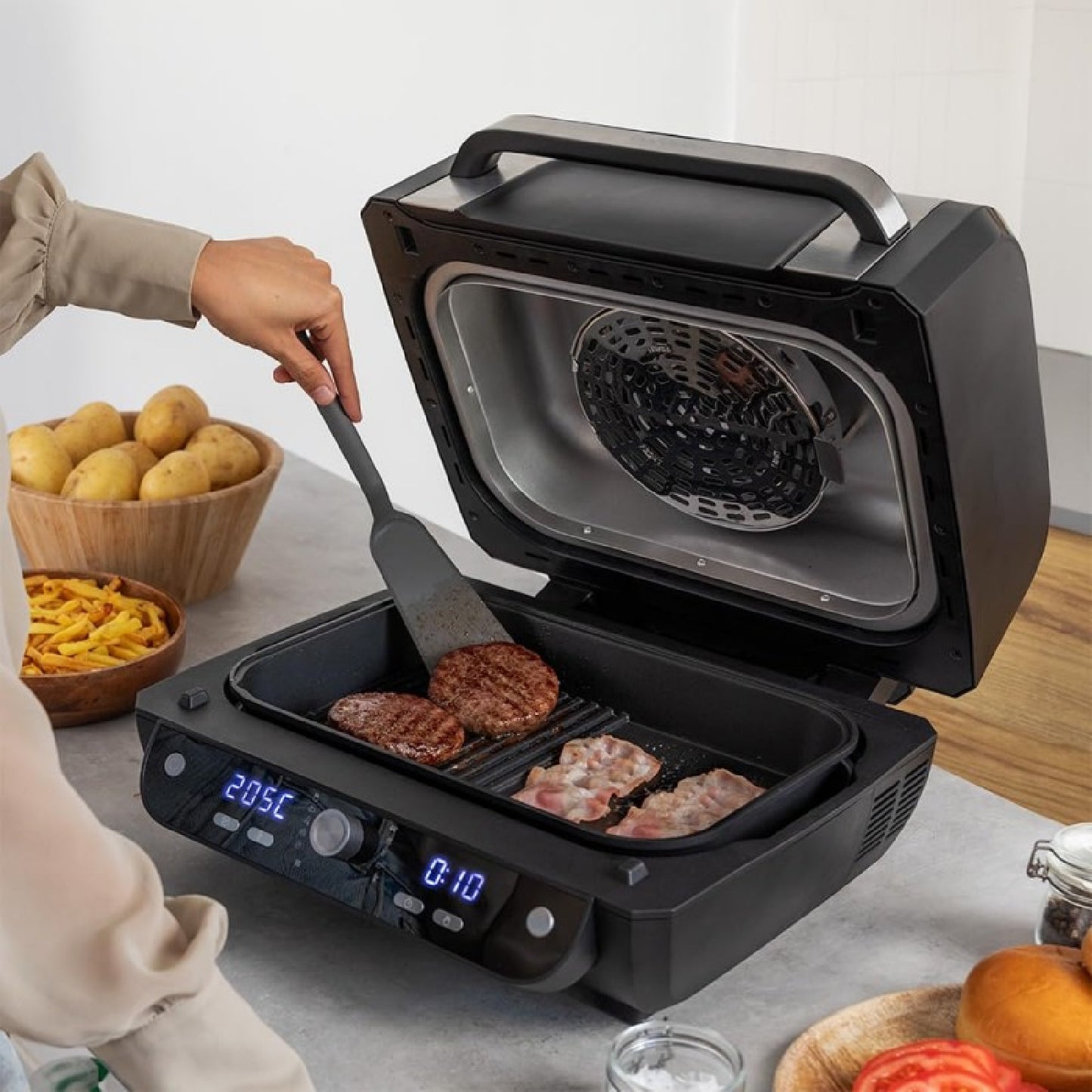 Freidora De Aire Sin Aceite De 8 L Cecofry Firedome 8000 Pro. 1700 W, Doble Resistencia, 4 Niveles De Grill, 12 Modos Predefinidos, Temperatura Y Ti_0