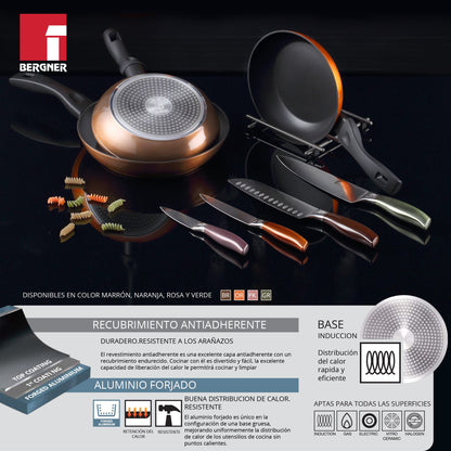 Bateria De Cocina 7 Piezas Magefesa Kenia De Acero Vitrificado Con Juego De Sartenes (20/24 Cm) Bergner Neon Classic En Aluminio Forjado_4