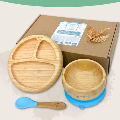 Vajilla De Bambú Natural - 3 Piezas - Azul Capri._3