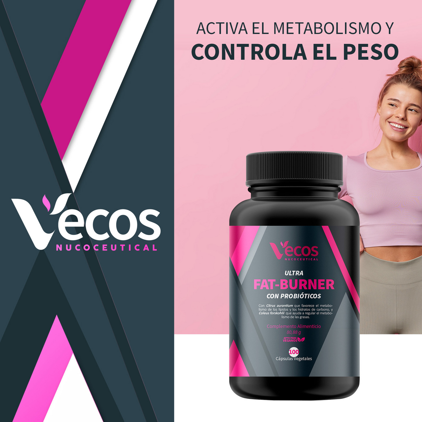 Fat Burner Vecos 100 Cápsulas | Metabolismo, Control Del Peso Y Efecto Saciante | Fórmula Termogénica Completa_1