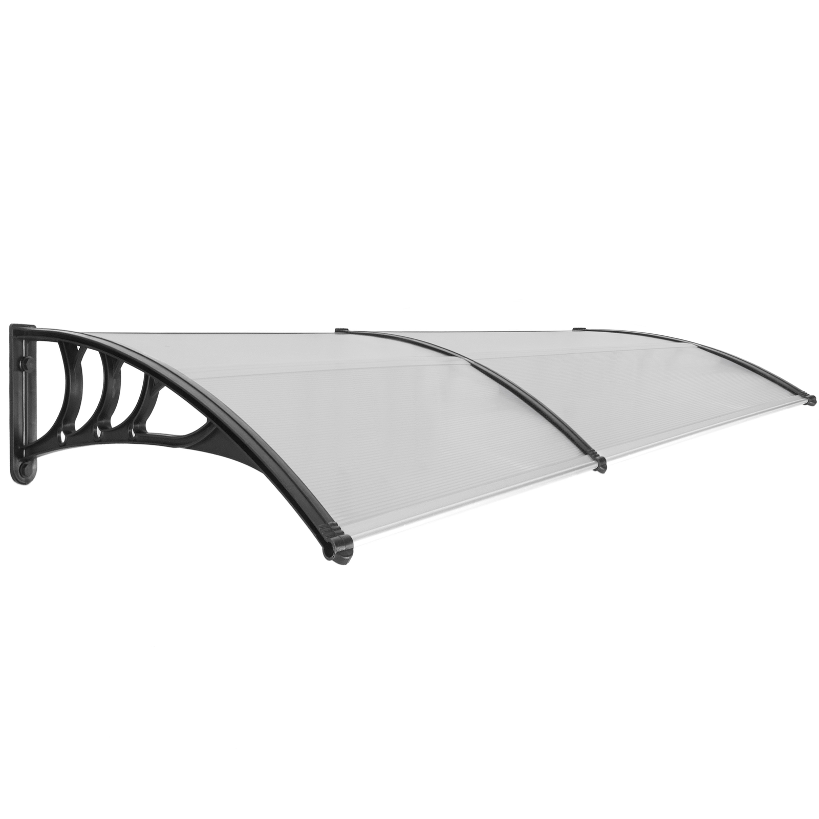 Tejadillo De Protección 200x80 Cm Gris Oscuro. Marquesina Para Puertas Y Ventanas Con Soporte Negro_0