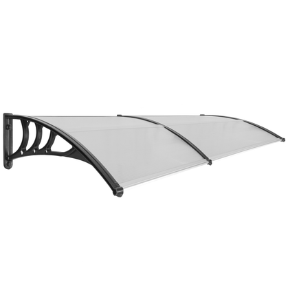 Tejadillo De Protección 200x80 Cm Gris Oscuro. Marquesina Para Puertas Y Ventanas Con Soporte Negro_0