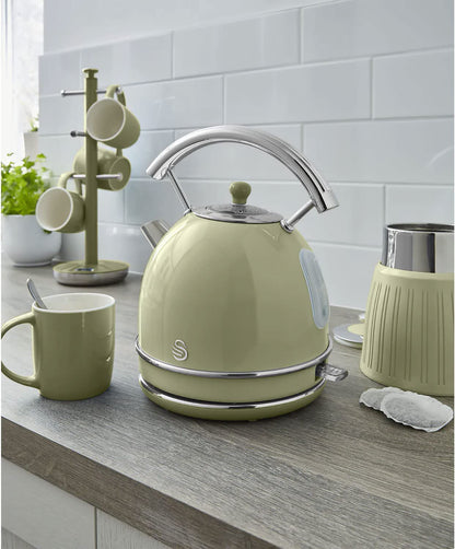Swan Retro Hervidor Agua Eléctrico, 1,8 L, Resistencia Oculta Acero Inoxidable, Sin Bpa, Inalámbrico, Sk14630gneu,verde_1
