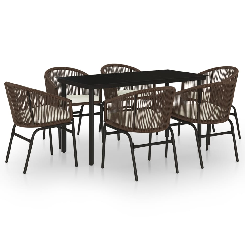 Juego De Comedor De Jardín 7 Piezas Marrón / Vetonek_2