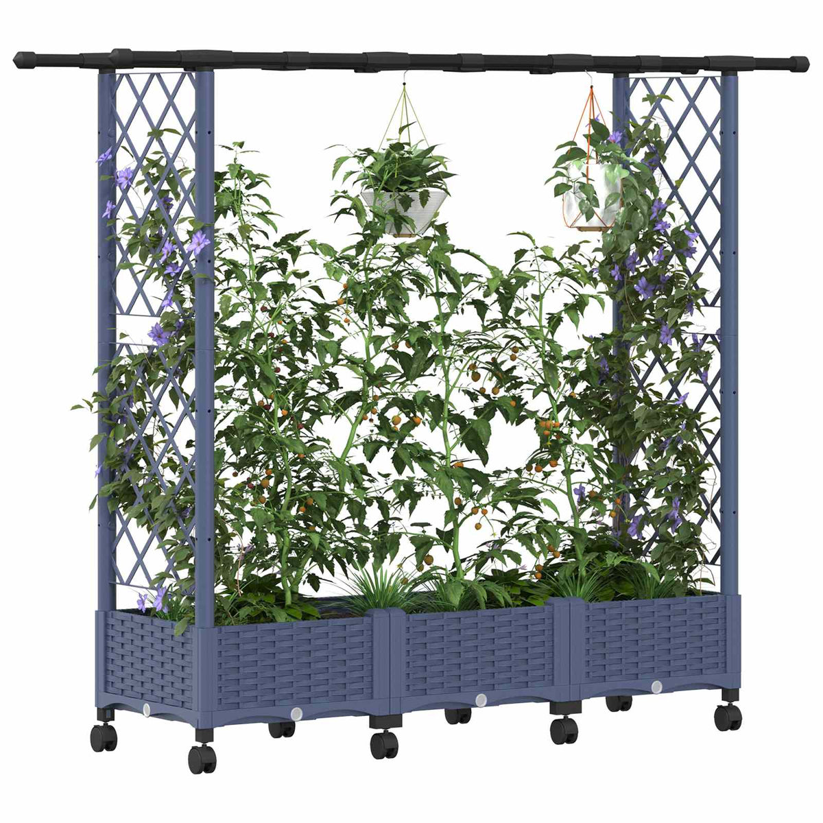 Cama Elevada Con Trellis Y Techo Gris 164 X 40 X 127 Cm Pp_2