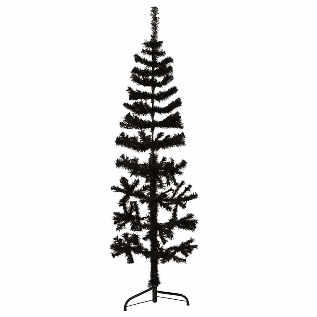 Vidaxl Medio Árbol De Navidad Artificial Con Soporte Negro 150 Cm_0