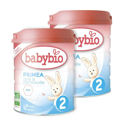 Embalagem de 2 leites de transição Primea 2 (6 a 12 meses) Biológico, 800 g Babybio