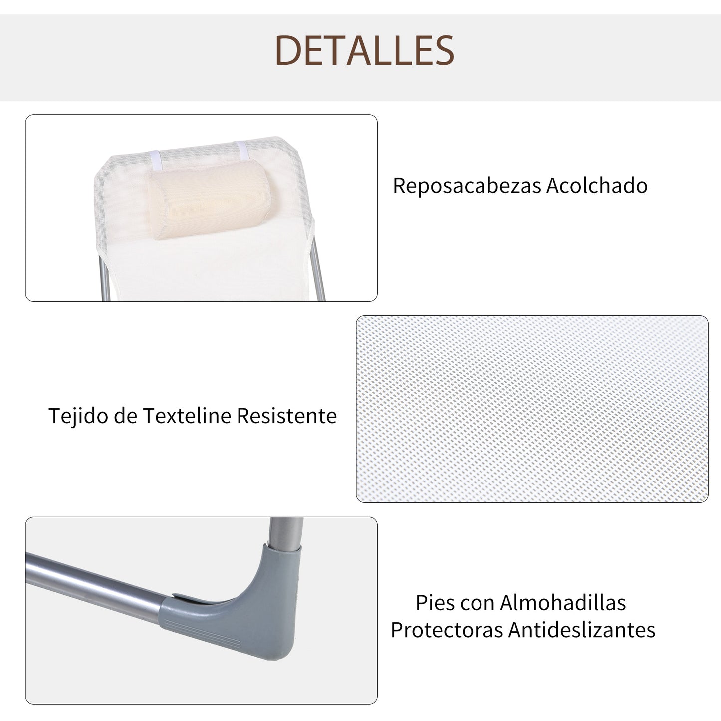 Outsunny Tumbona Plegable Y Reclinable Con Reposacabezas Y Respaldo Ajustable_5