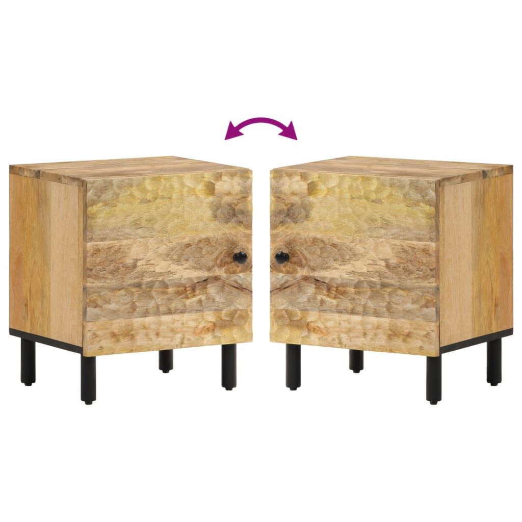 Mesita De Noche De Madera Maciza De Mango 40x33x46 Cm_4