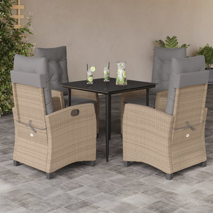 Set Comedor De Jardín 5 Pzas Con Cojines Ratán Sintético Beige / Vetonek_4
