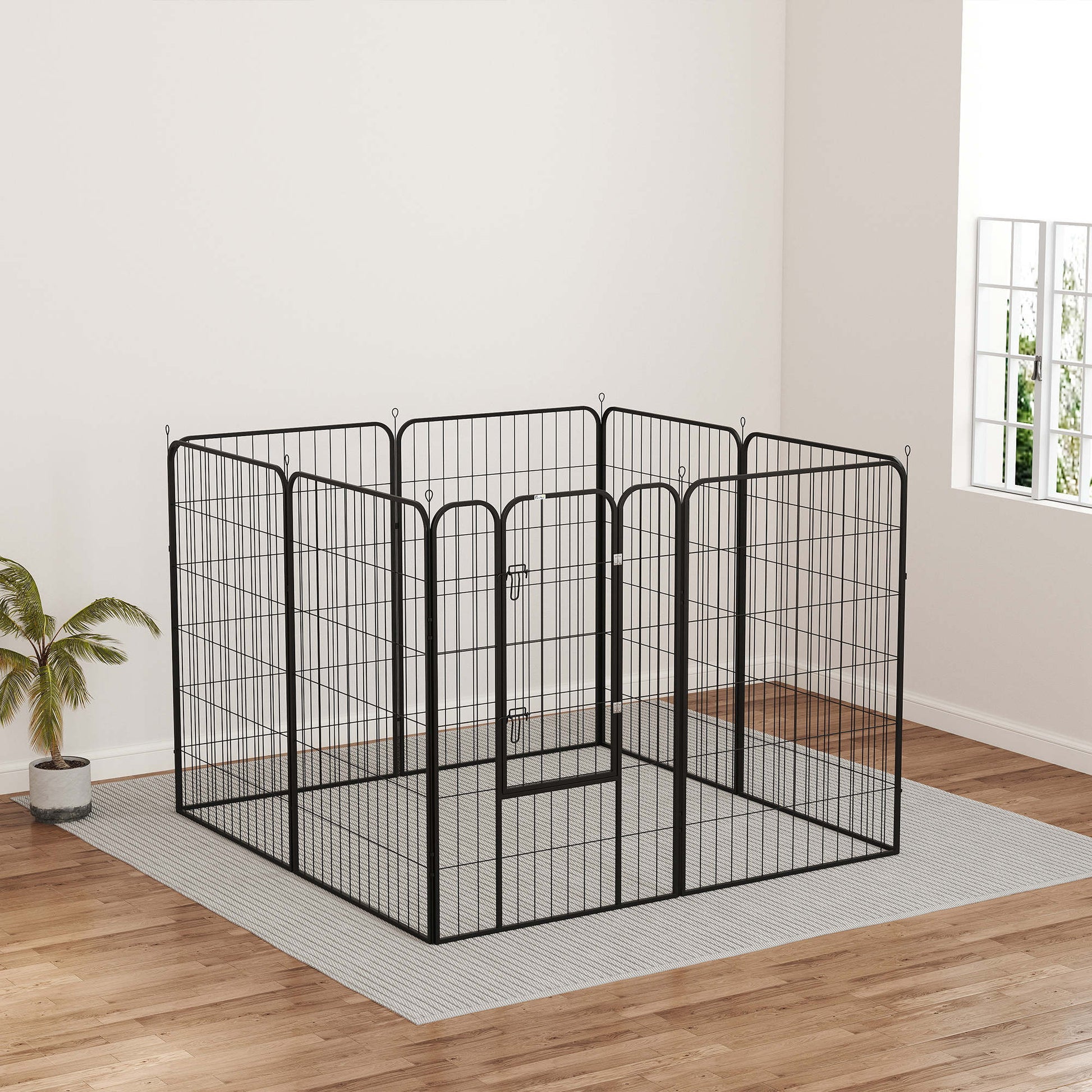 Pawhut Parque Para Mascotas De 8 Paneles 80x120 Cm Con Puerta Y Doble Pestillo_3