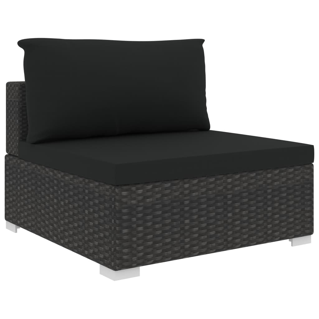 Vidaxl Set Muebles De Jardín 13 Piezas Y Cojines Ratán Sintético Negro_5