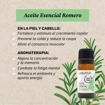 Aceite Esencial de Romero 100% Puro Labnatur 10 ml | Purificante y Tonificante | Cabello, Piel y Difusor | Vegano_1