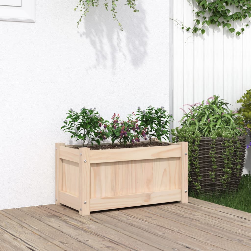 Jardinera De Madera Maciza De Pino 60x31x31 Cm_1
