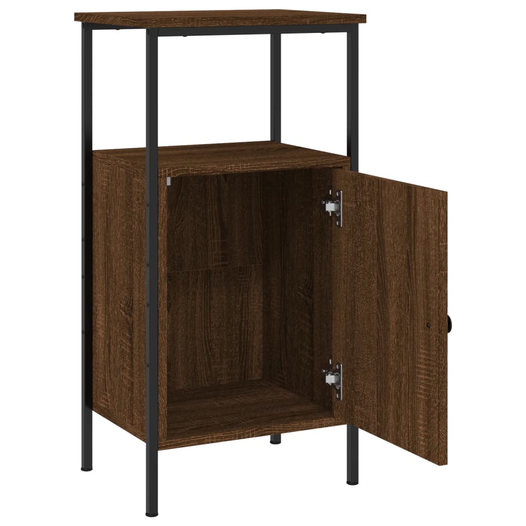 Mesita De Noche Madera De Ingeniería Roble Marrón 41x31x80 Cm_4