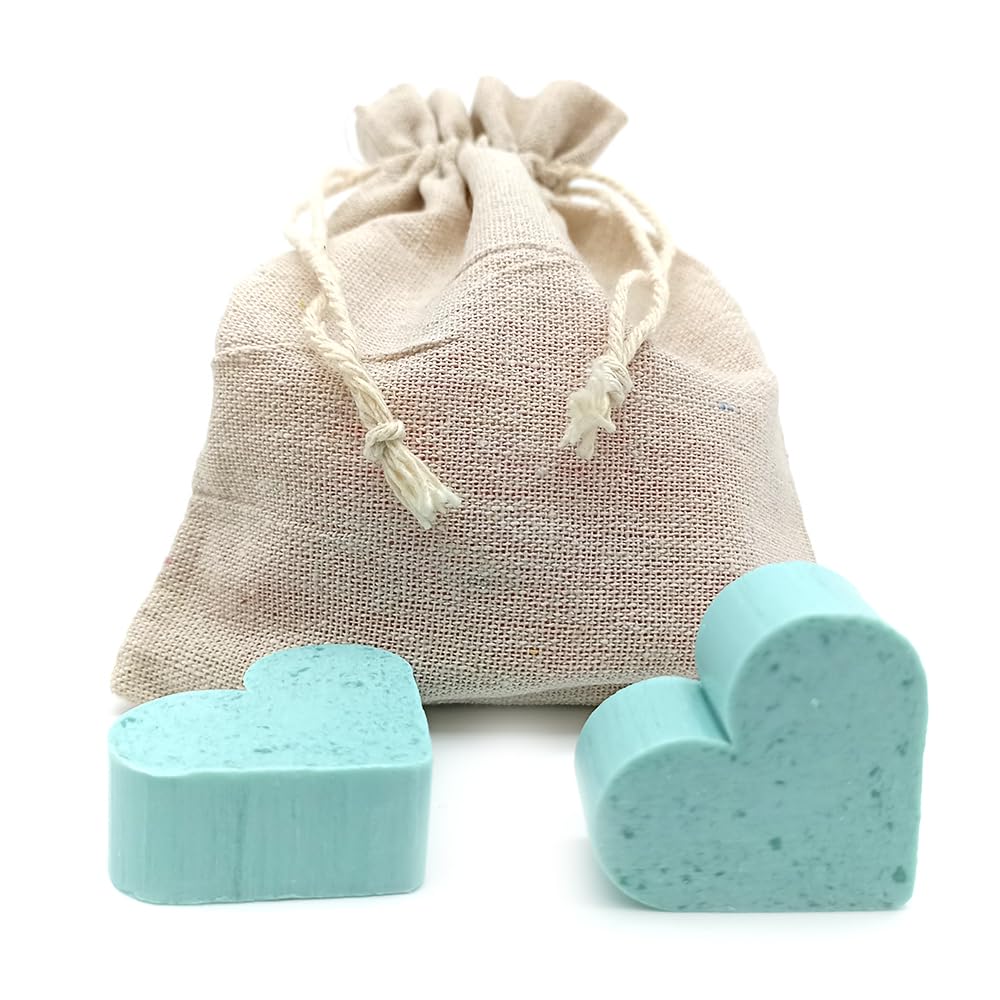 Bolsa De Yute Con 5 Jabones - Aroma Flor De Loto - Jabón De Glicerina Con Forma De Corazón - Detalle Para Invitados_3