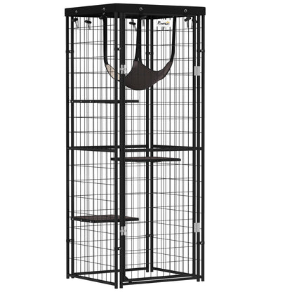 Pawhut Jaula Para Gatos Para Exterior E Interior Con Cubierta Impermeable Negro_0