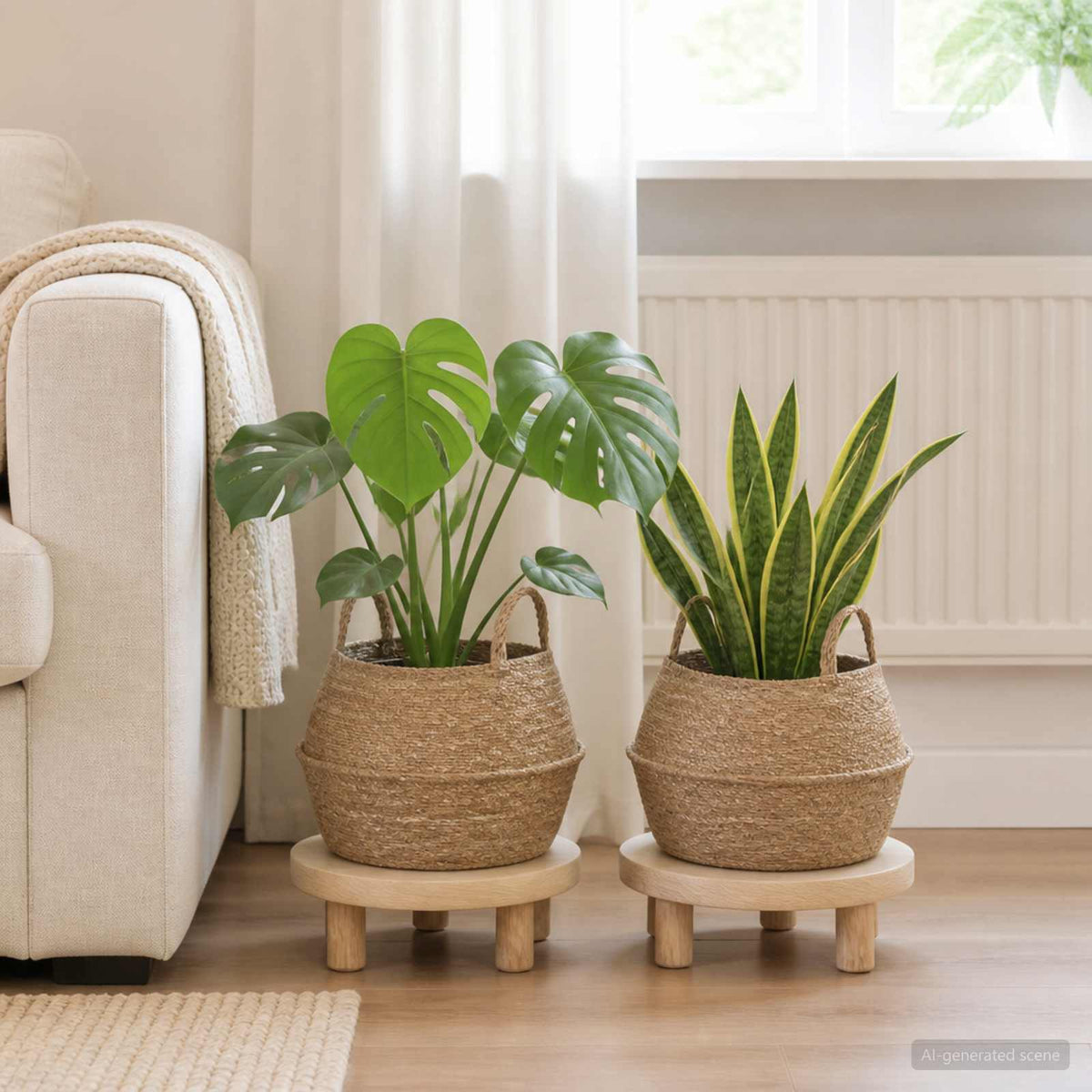 Maceta Con Asas 2 Uds. Natural Ø 45 X 36 Cm 100% Hierba Marina_1