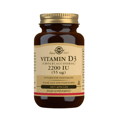 Embalagem 2x Vitamina D3 2200 UI, Solgar, 50 cápsulas vegetais