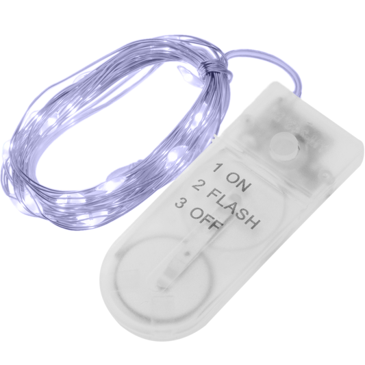 Micro Guirnalda De Luces Led De 2 M De Color Blanco Frio Con 2 Efectos De Iluminación Y Con Cable Moldeable De Plata_0