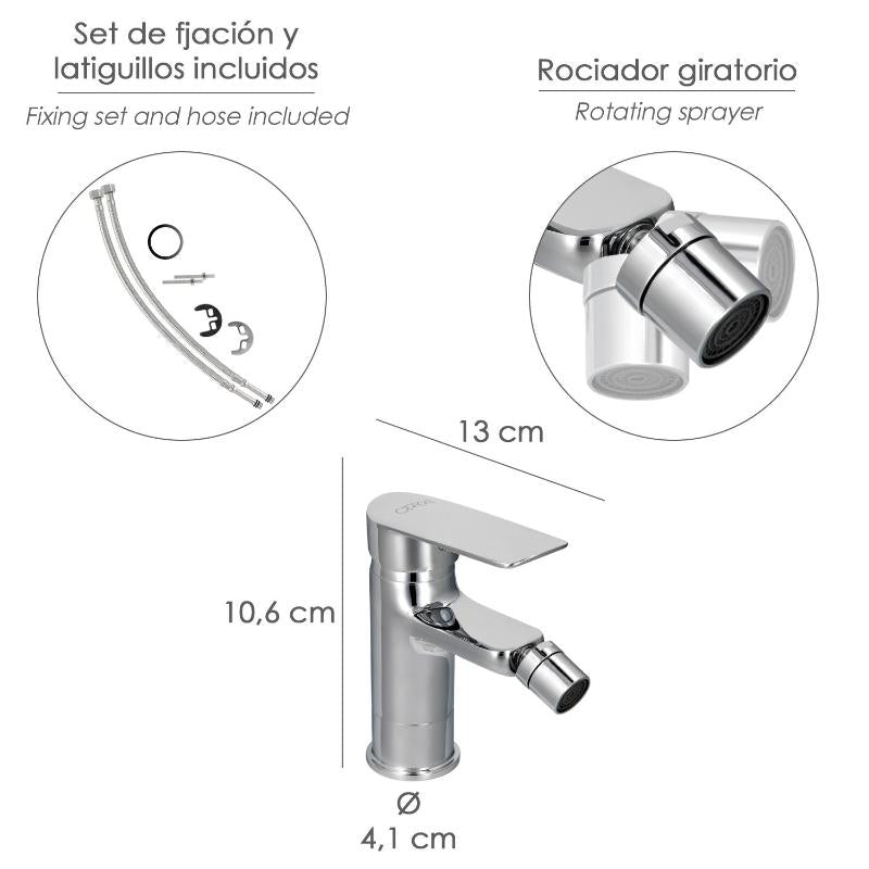 Monomando Bide Hamburgo Grifo Baño, Grifo Encimera, Grifo Cocina, Grifo Mezclador. Cartucho Ceramico Ø 35 Mm.