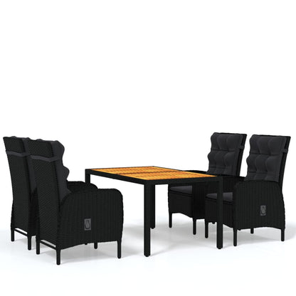 Vidaxl Juego De Comedor Para Jardín 5 Piezas Ratán Sintético Negro_0