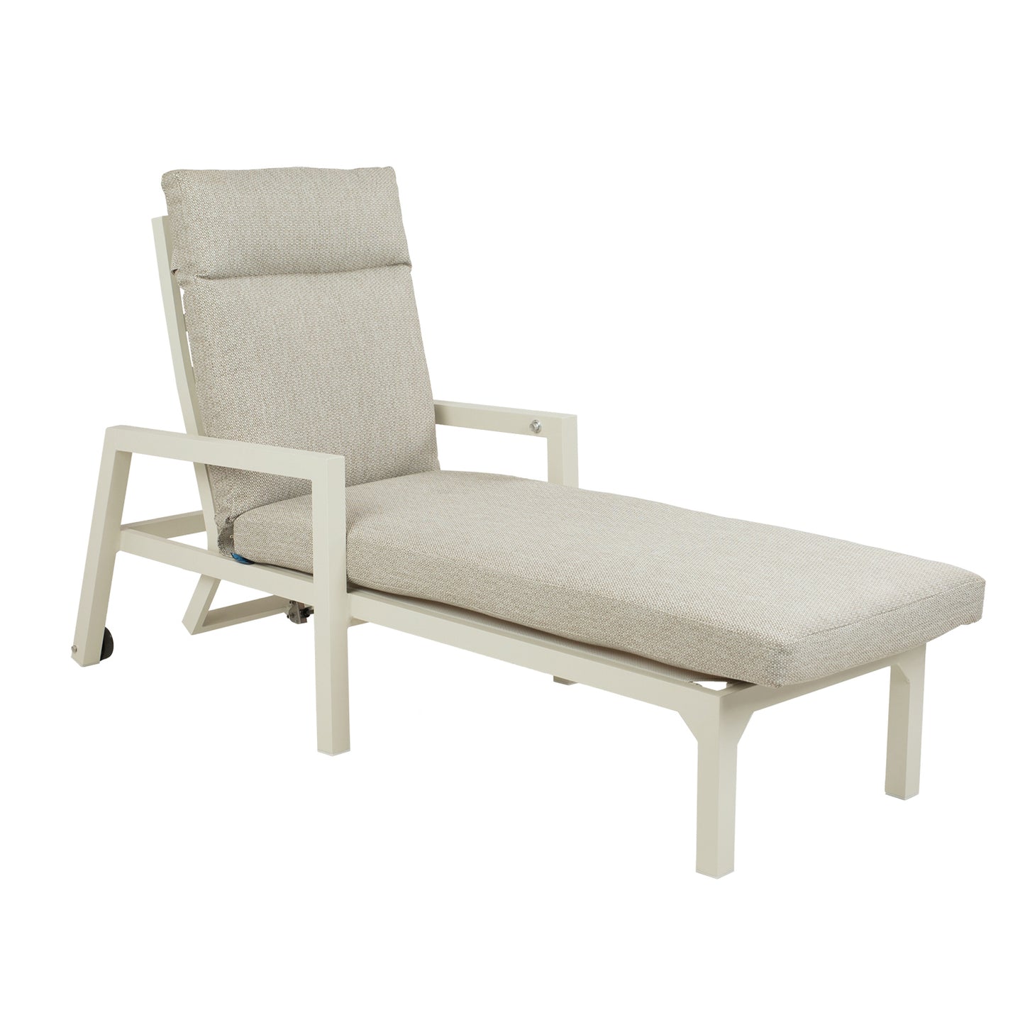 Tumbona Reclinable, Con Cojín, Aluminio, Color Blanco, 220x68x99 Cm_0