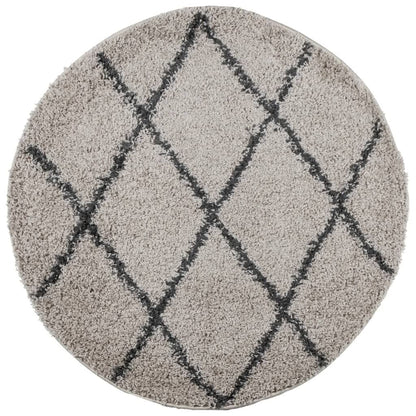 Vidaxl Alfombra De Pelo Largo Moderna Pamplona Beige Antracita Ø 80 Cm_0