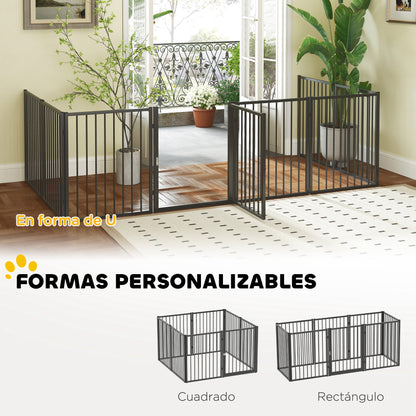 Pawhut Parque Para Perros De 8 Paneles 60x76 Cm Para Interior Y Exterior Negro_4