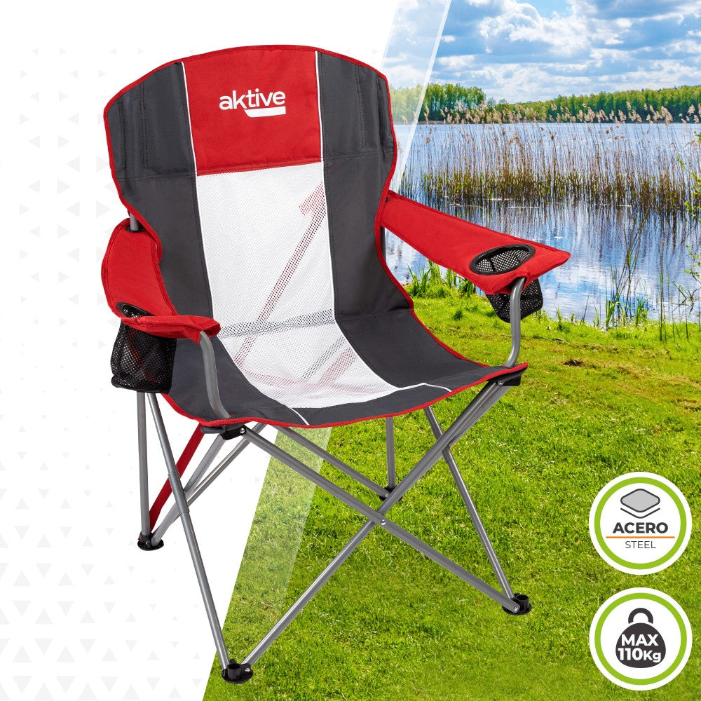 Silla Plegable Camping Xl Con Posavasos Aktive_1