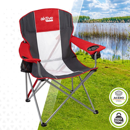 Silla Plegable Camping Xl Con Posavasos Aktive_1