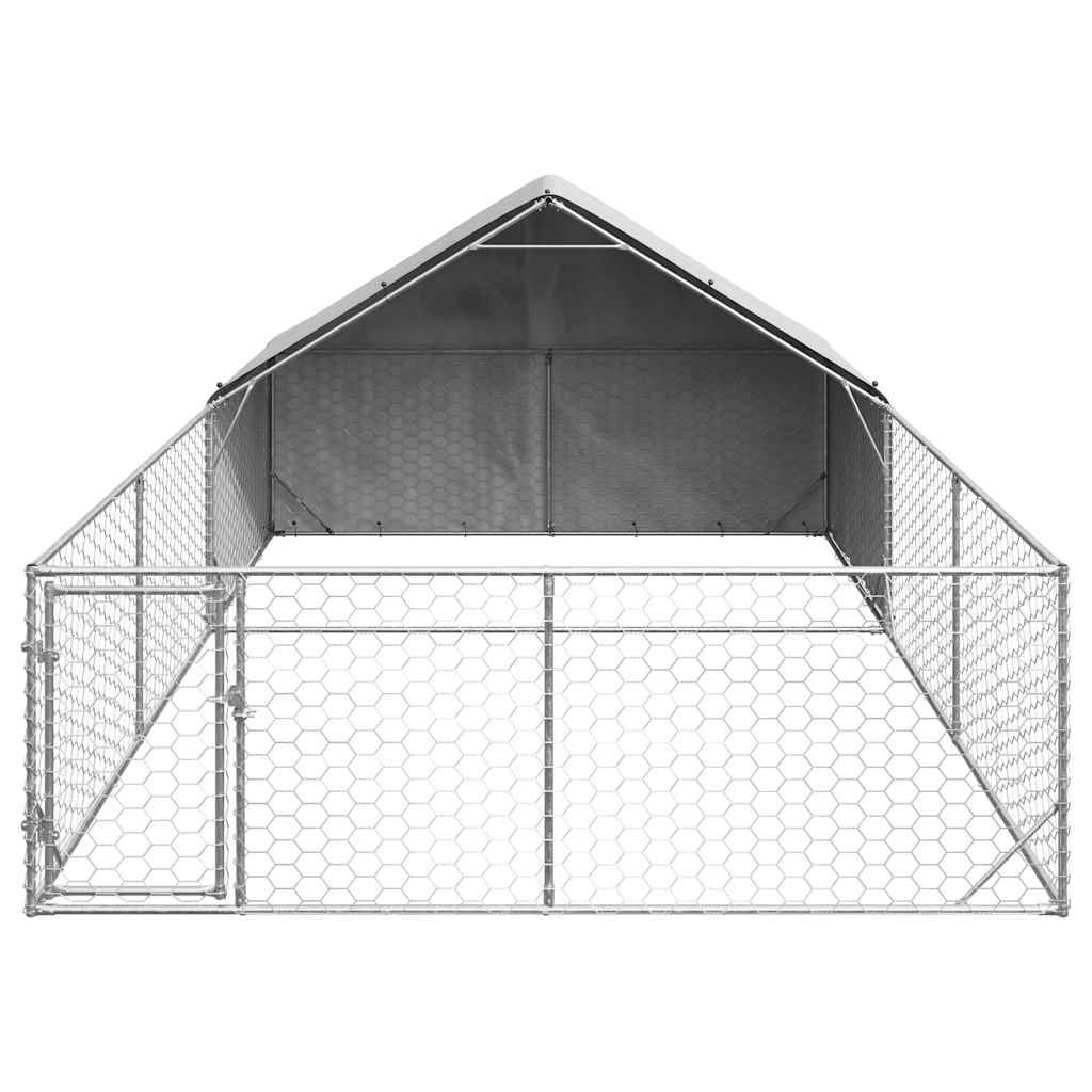Caseta Perros Exterior Con Corral 6x3x1,9 M Acero Galvanizado_2