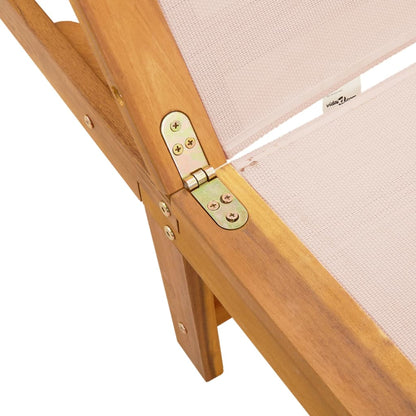 Tumbona De Madera Maciza De Acacia Y Textileno Crema / Vetonek_2