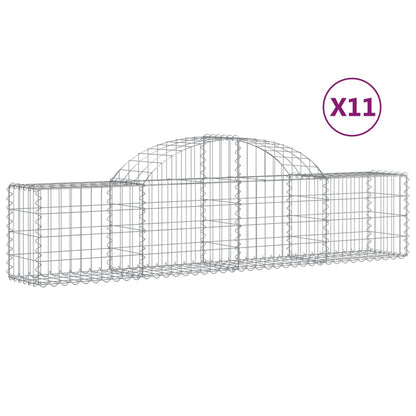 Cestas De Gaviones 11 Uds Forma De Arco Hierro 200x30x40/60 Cm_0