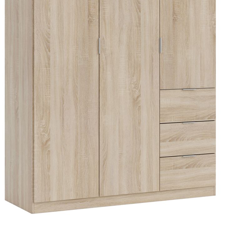 Armario Magan 3 Puertas Y 3 Cajones Melamina, Roble, 135 X 200 X 52_3