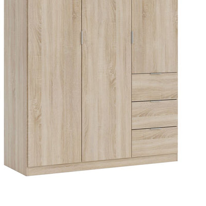 Armario Magan 3 Puertas Y 3 Cajones Melamina, Roble, 135 X 200 X 52_3