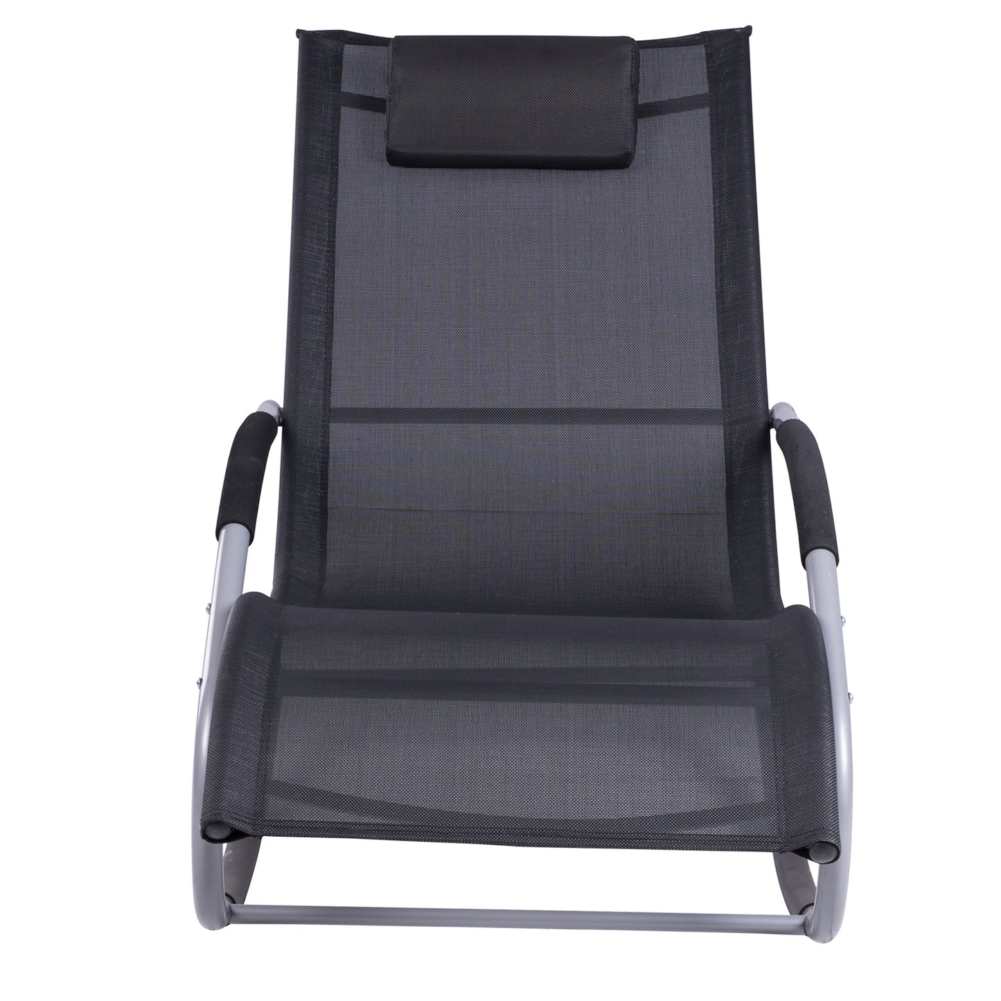 Outsunny Conjunto De 2 Mecedoras De Exterior Con Reposacabezas 63x144x84cm Negro_3