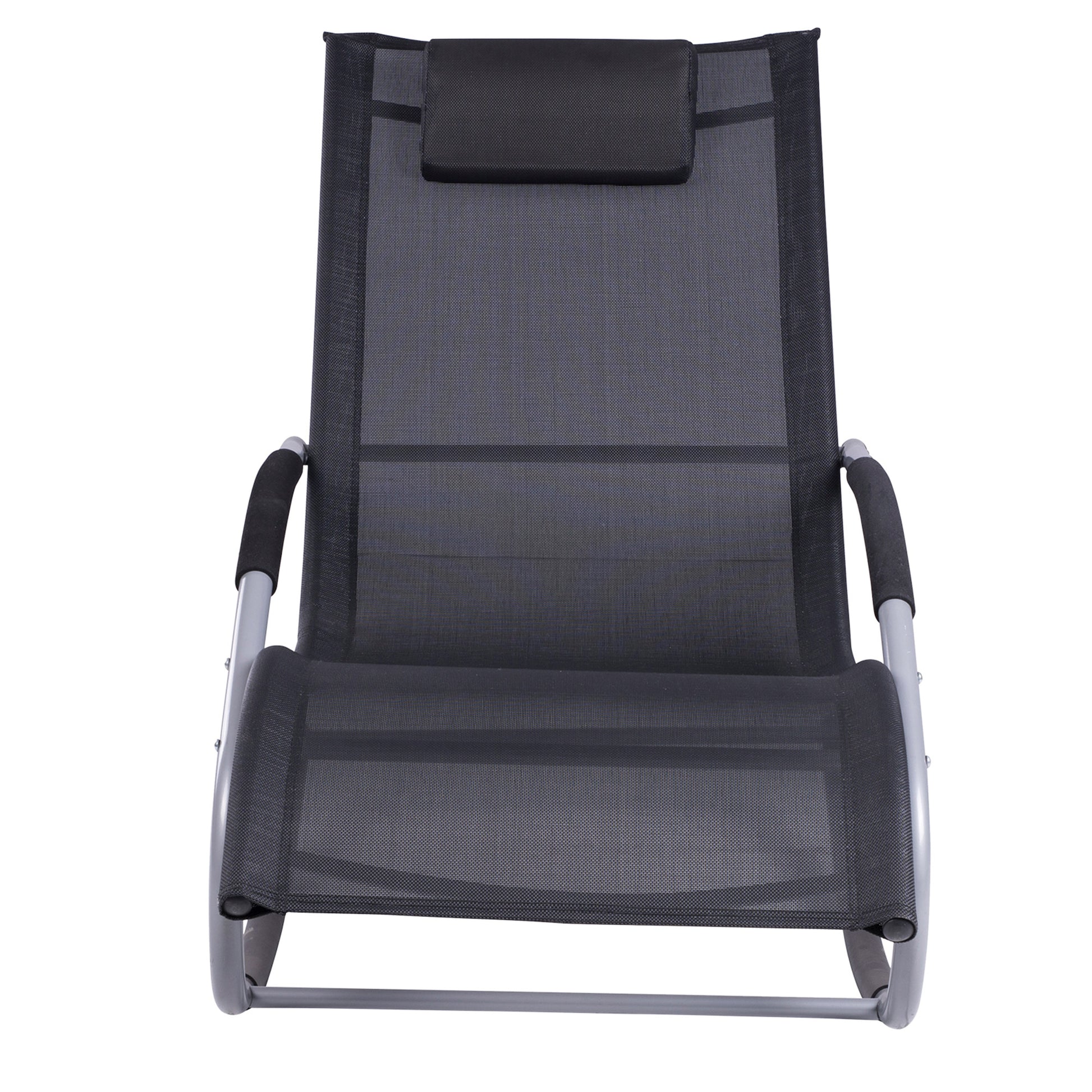 Outsunny Conjunto De 2 Mecedoras De Exterior Con Reposacabezas 63x144x84cm Negro_3