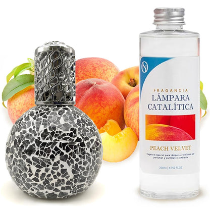 Lámpara Catalítica Mosaico Negro + Aroma Peach Velvet 200ml - Elimina Malos Olores, Impurezas Y Perfuma_0