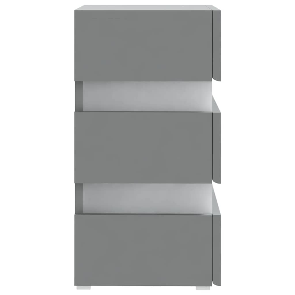 Mesita De Noche Luz Led Madera De Ingeniería Gris 45x35x67 Cm_4