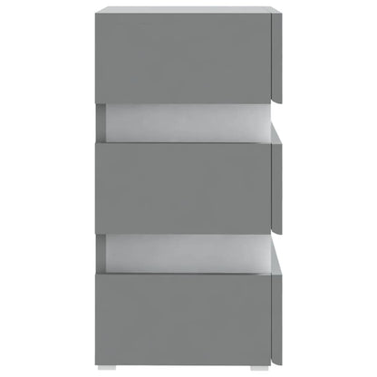 Mesita De Noche Luz Led Madera De Ingeniería Gris 45x35x67 Cm_4