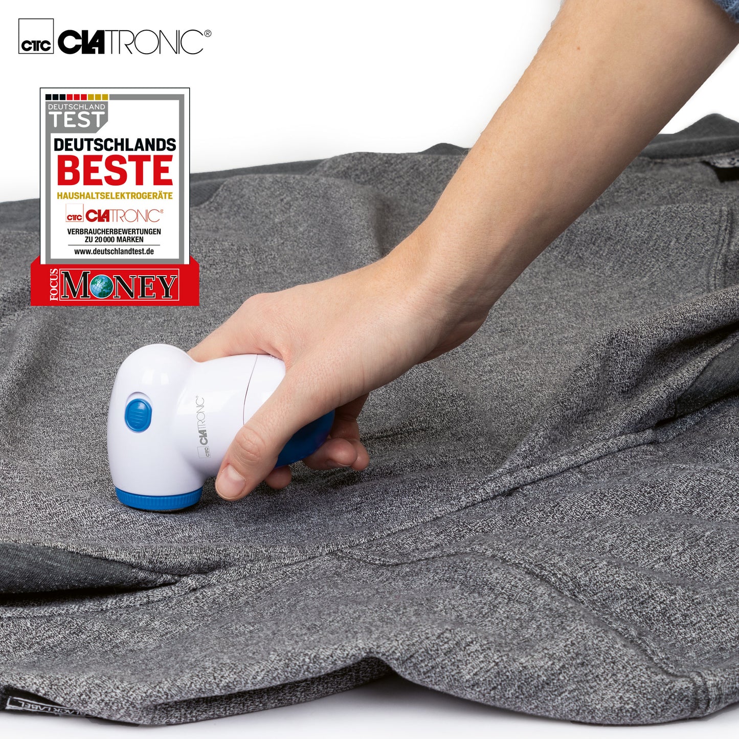 Quitapelusas Eléctrico, Elimina Pelotillas Ropa, Cuchillas Acero Inoxidable, Depósito Extraíble Clatronic Cla-tc3758 Blanco/azul_3