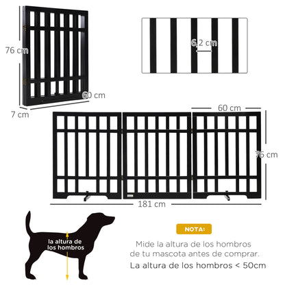 Pawhut Barrera De Seguridad Plegable Para Perros De 3 Paneles 181x35x76 Cm Negro_2