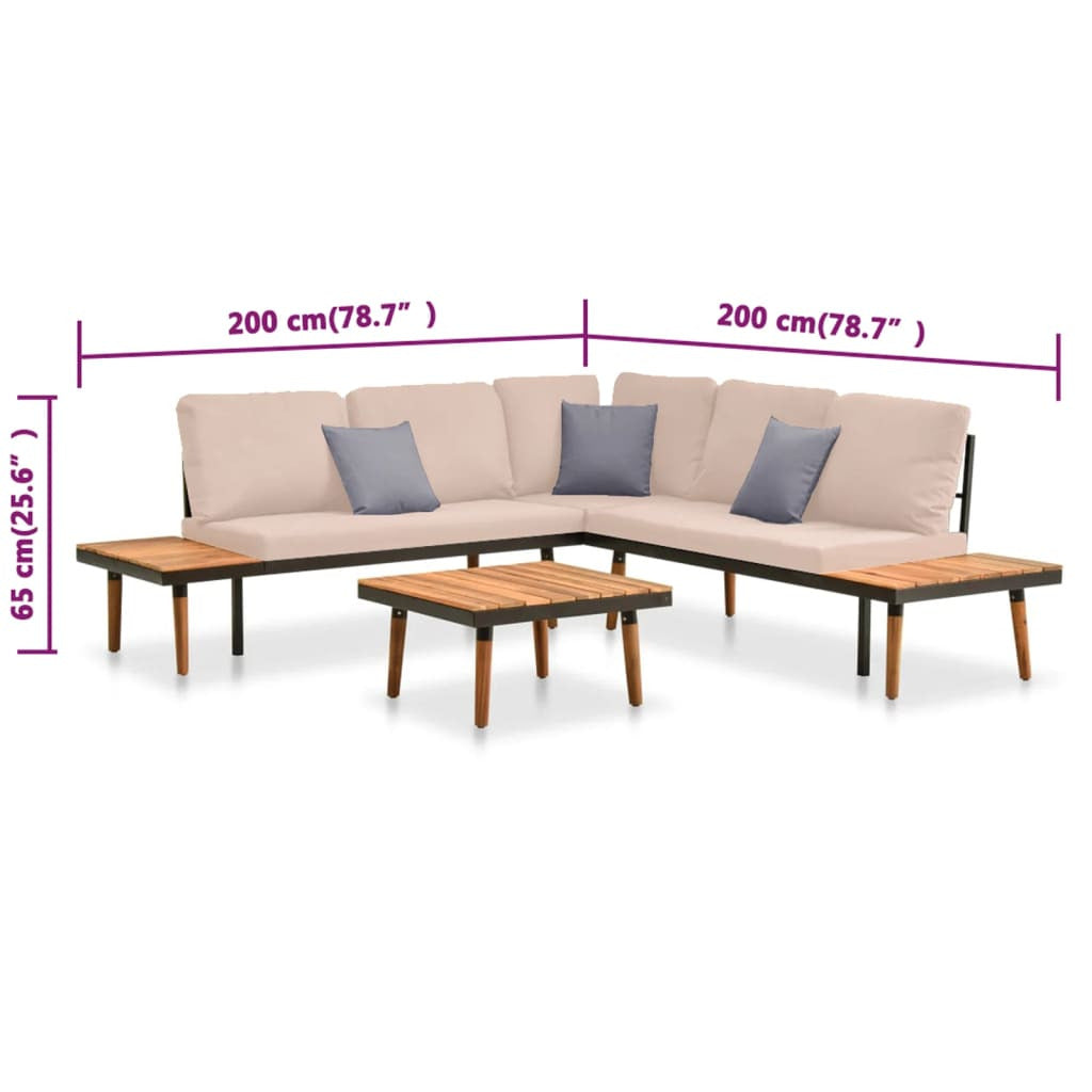Vidaxl Set Muebles De Jardín 4 Piezas Y Cojines Madera Maciza Acacia_2