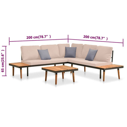 Vidaxl Set Muebles De Jardín 4 Piezas Y Cojines Madera Maciza Acacia_2