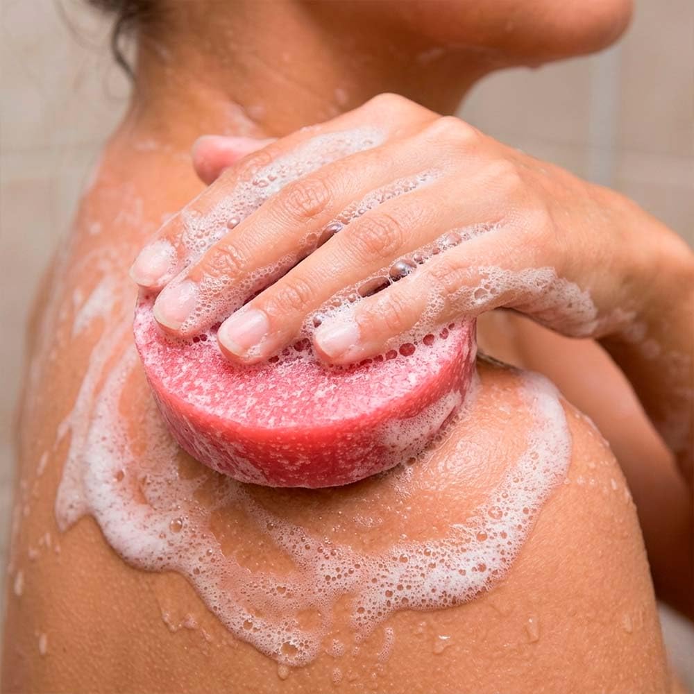 6 Esponjas Jabonosas Varios Usos. Aroma Fresa. Ideal Para Viaje O Gym. Todo Tipo De Piel. Con Aceite De Rosa Mosqueta_1