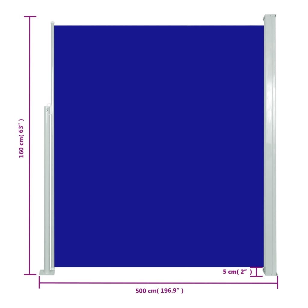 Vidaxl Toldo Lateral Retráctil Para Patio Azul 160x500 Cm_2