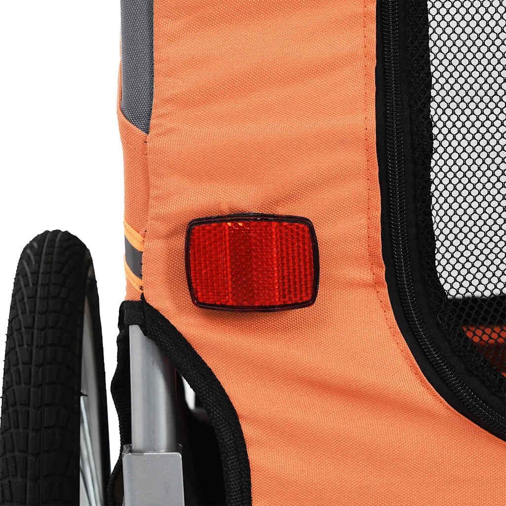 Vidaxl Remolque De Bicicleta Para Mascotas Naranja Y Gris_3
