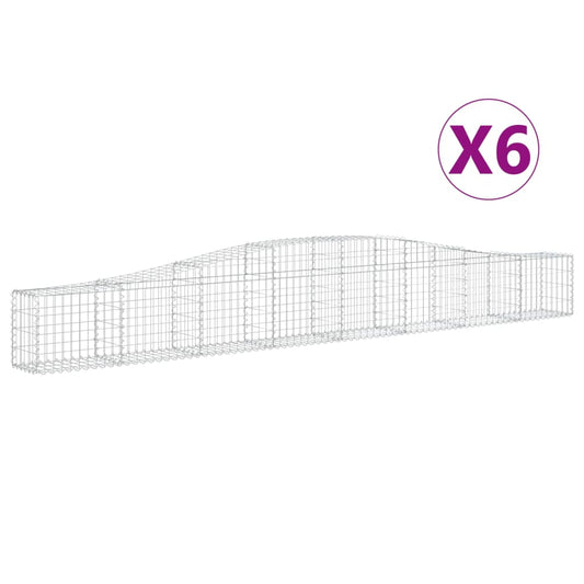 Cestas De Gaviones 6 Uds Forma De Arco Hierro 400x30x40/60 Cm_0